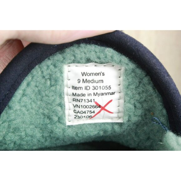 LL Bean Blue Suede Fleece Lined Mountain Moccasin Slippers Slip-On Size 9 M - Picture 8 of 9